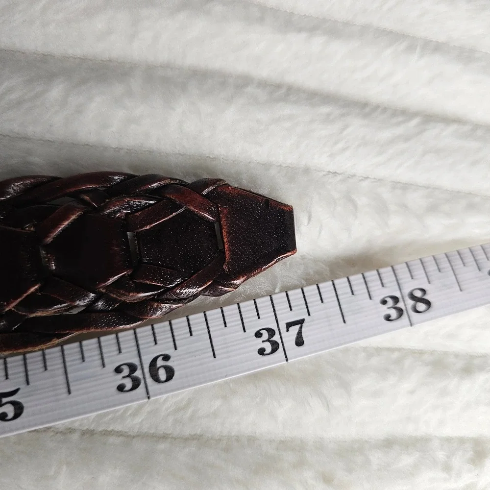 Womens 100% Genuine Leather Braided Belt M/L Brown Western Equestrian Cowgirl